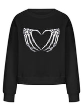 Halloween Skeleton Paw Print Oversized Sweatshirt